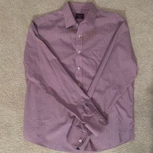 UNTUCKIT - Men’s Button Down Shirt Plaid Medium 100% Cotton Red & White